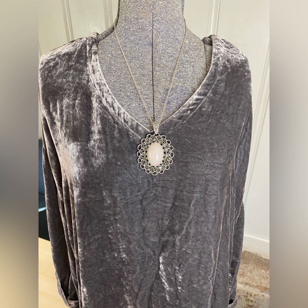 J.Jill Soft Velvet 3/4 Sleeve Blouse